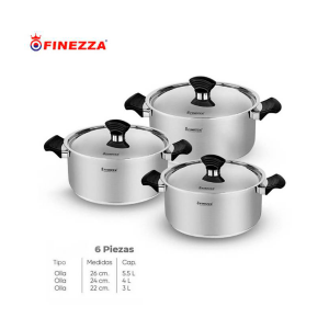 Juego de Ollas FINEZZA - FZ 1042TS INOX 6PZAS